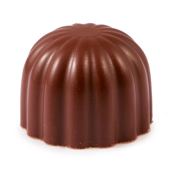 Martellato round fluted polycarbonate chocolate mold with 40 cavities for professional praline and bonbon production