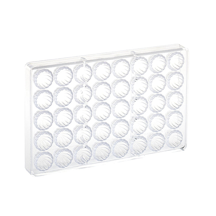 Martellato Round Fluted Polycarbonate Chocolate Mold, 40 Cavities