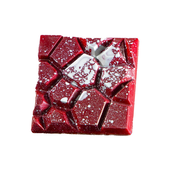 Martellato Stone 50 g polycarbonate chocolate bar mold with 6 square textured cavities for professional chocolate production