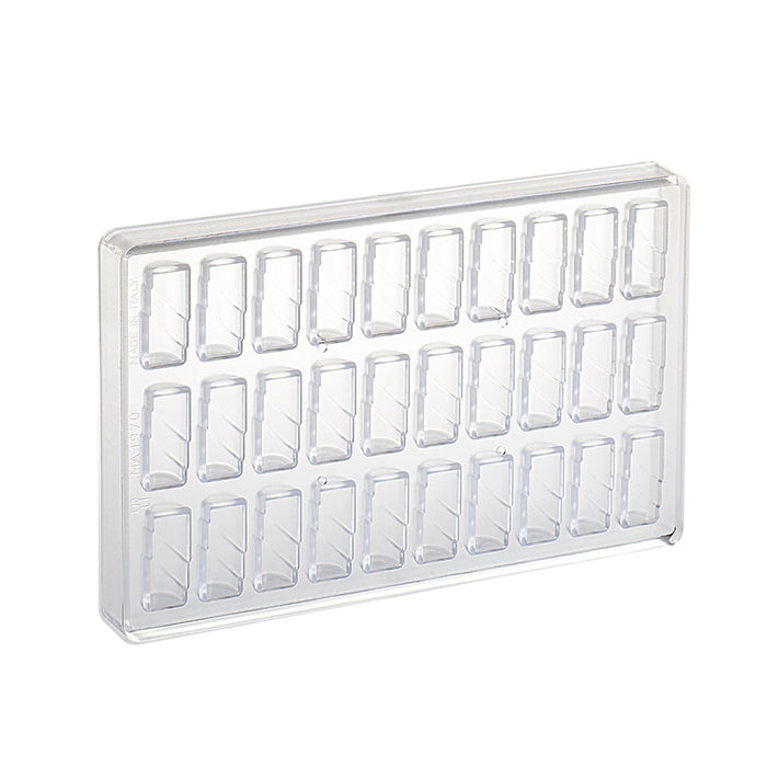 Martellato Tunnel polycarbonate chocolate praline mold product image,
Martellato Tunnel professional chocolate mold for log-shaped pralines,
Martellato polycarbonate mold for tunnel-shaped chocolate bonbons and artisan pralines