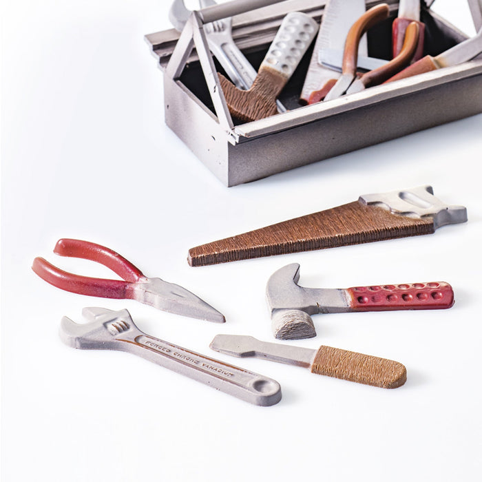 Martellato 20WT01 working tools chocolate mould set with four tool-shaped cavities for novelty chocolate creations