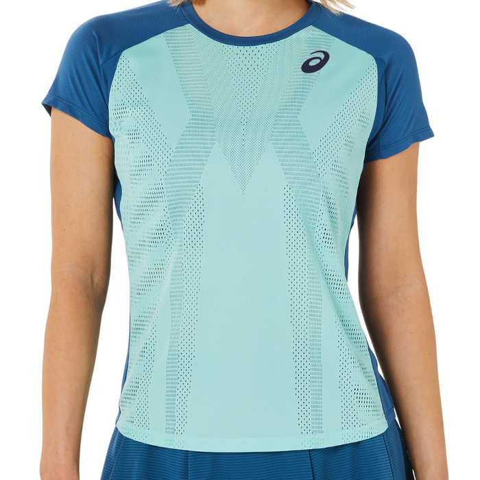 Asics Match Actibreeze SS Women Tennis Top - Oasis Green/Light Indigo