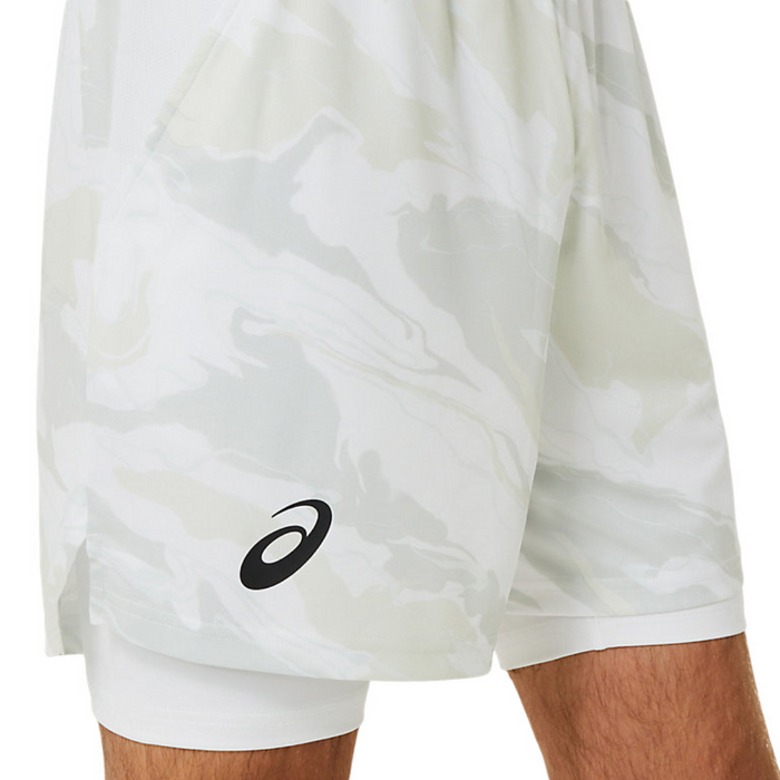 Asics Match Graphic 7 Inch Men Tennis Short - Brilliant White
