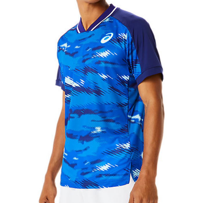 Asics Match Graphic Short Sleeve Men Tennis Top - Dive Blue