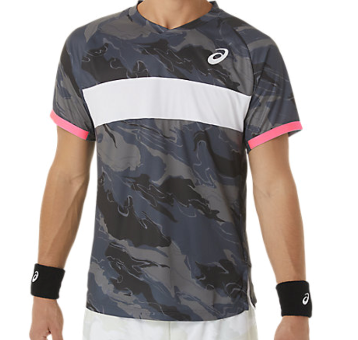 Asics Match Graphic Short Sleeved Men Tennis Top - Carrier Grey