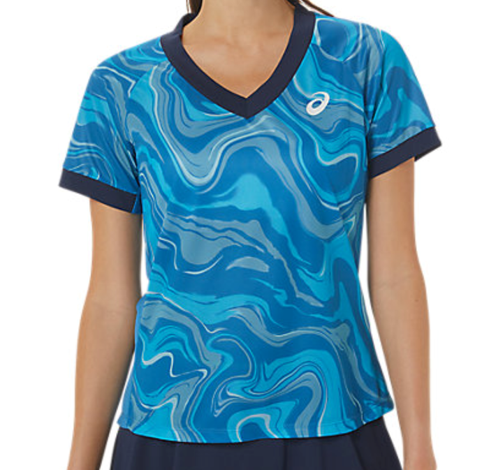 Asics Match  Graphic Short Sleeved  Women Tennis Top -  Reborn Blue