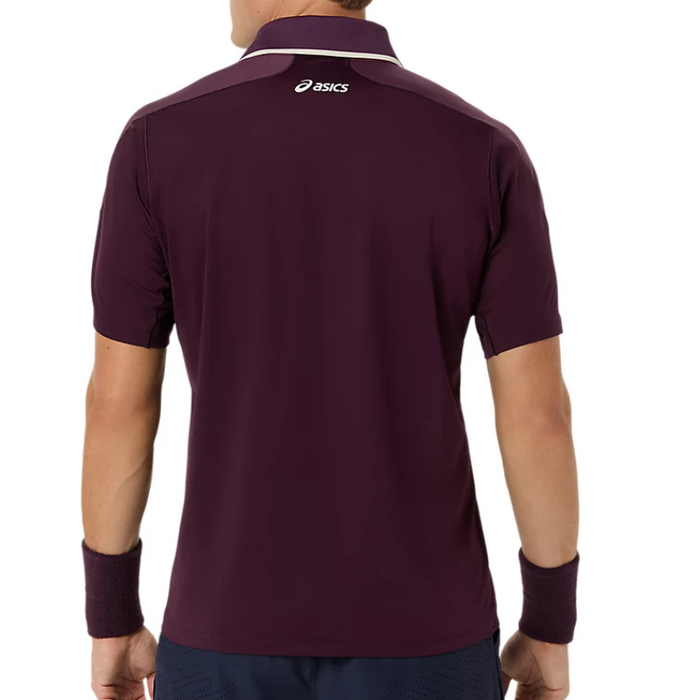 Asics MATCH JACQUARD Mens Tennis Polo Short Sleeve Top - Dark Aubergine