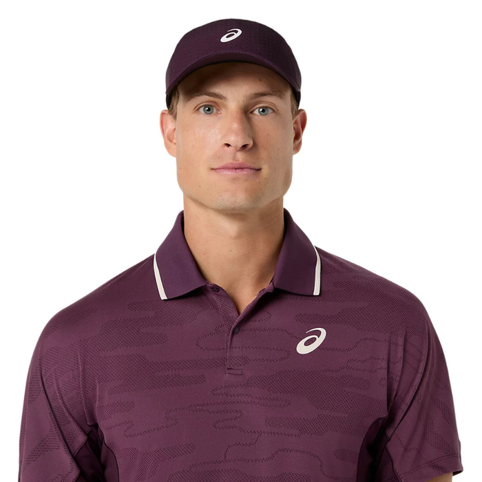 Asics MATCH JACQUARD Mens Tennis Polo Short Sleeve Top - Dark Aubergine