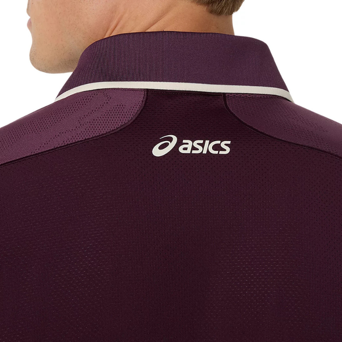 Asics MATCH JACQUARD Mens Tennis Polo Short Sleeve Top - Dark Aubergine