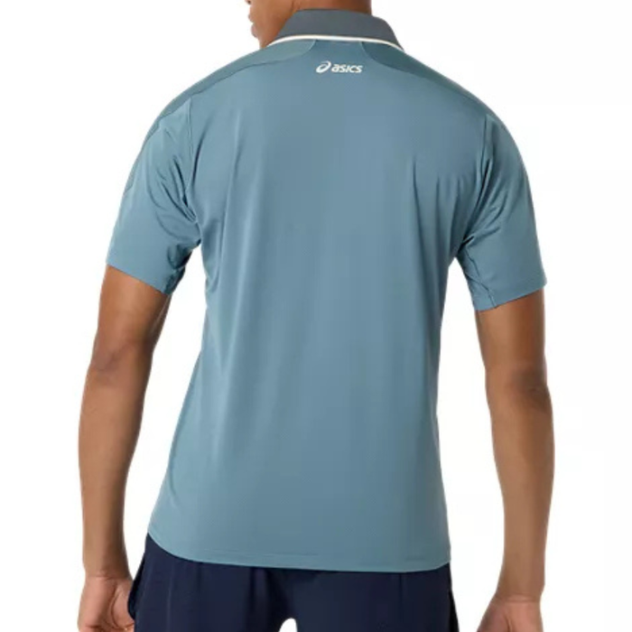 Asics MATCH JACQUARD Mens Tennis Polo Short Sleeve Top - Foggy Teal