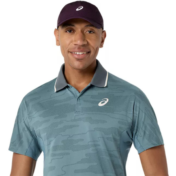 Asics MATCH JACQUARD Mens Tennis Polo Short Sleeve Top - Foggy Teal