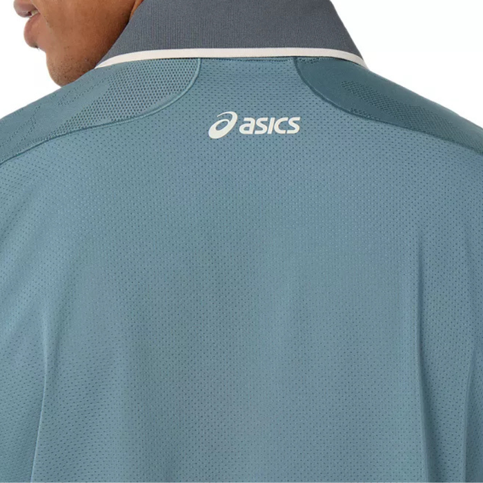 Asics MATCH JACQUARD Mens Tennis Polo Short Sleeve Top - Foggy Teal