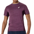 Asics MATCH JACQUARD Short Sleeves Mens Tennis Top - Dark Aubergine