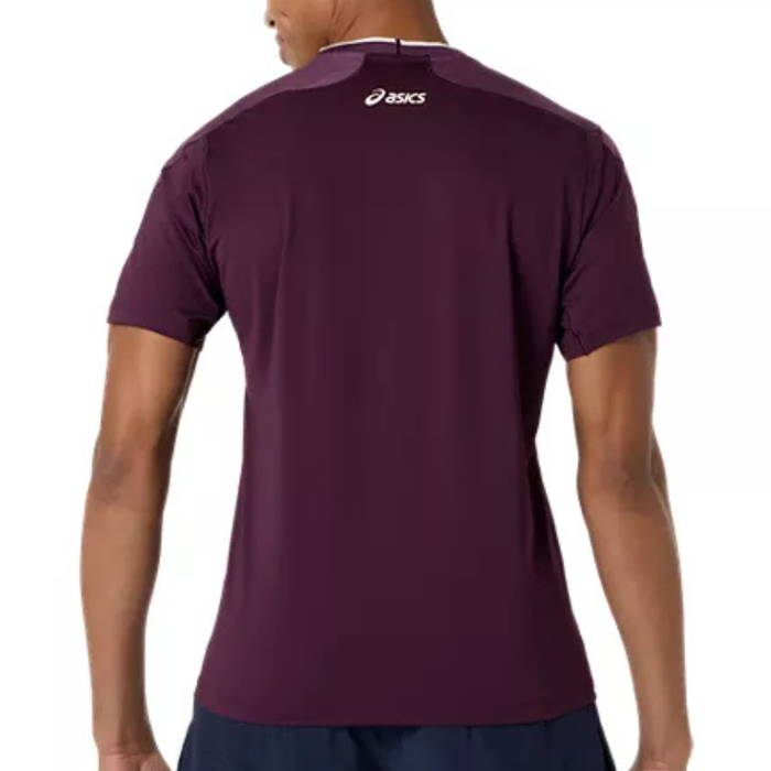 Asics MATCH JACQUARD Short Sleeves Mens Tennis Top - Dark Aubergine
