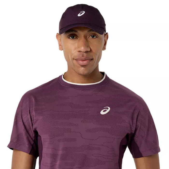 Asics MATCH JACQUARD Short Sleeves Mens Tennis Top - Dark Aubergine