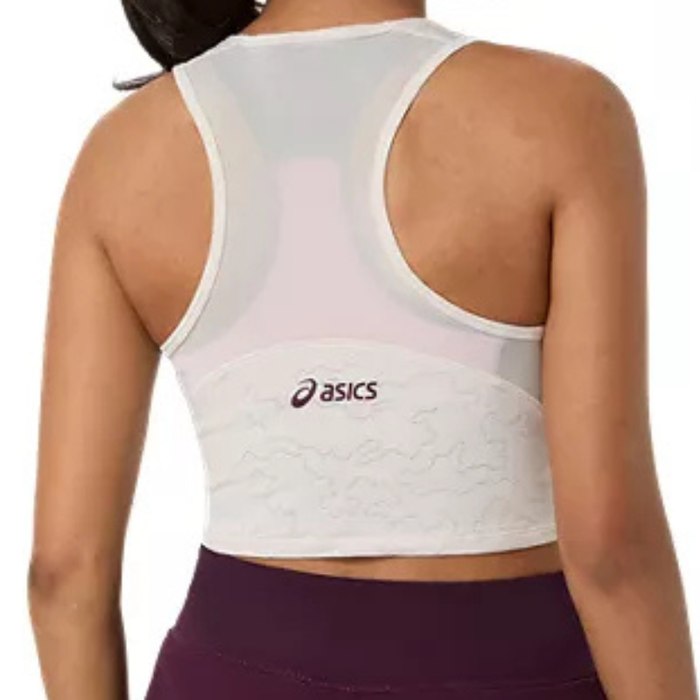 Asics MATCH JACQUARD Womens Tennis Crop Top - Soft Oat