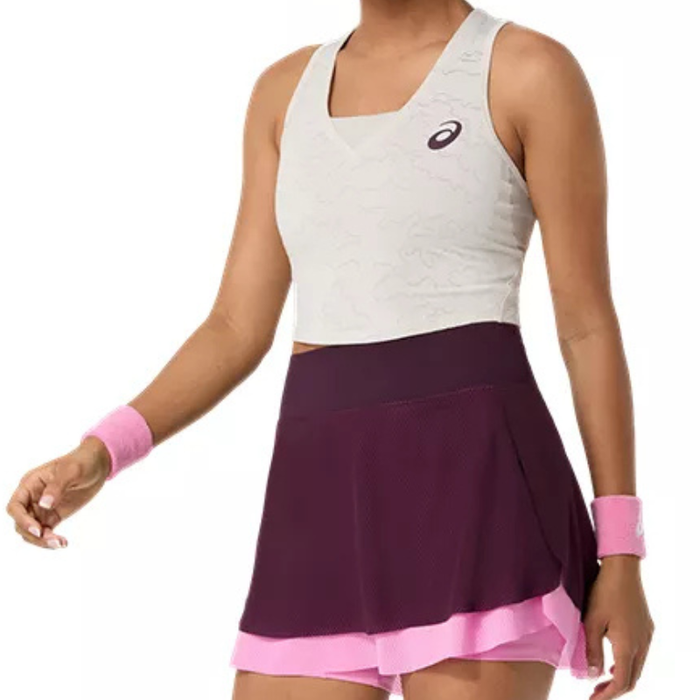 Asics MATCH JACQUARD Womens Tennis Crop Top - Soft Oat