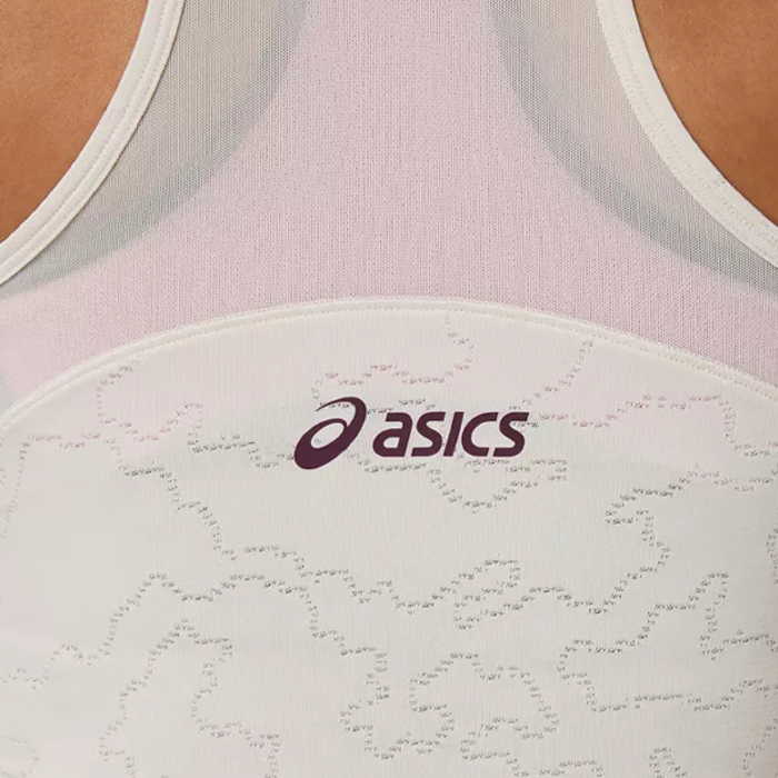 Asics MATCH JACQUARD Womens Tennis Crop Top - Soft Oat