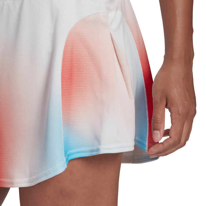 Adidas Match Melbourne Womens Tennis Skirt - White/Black/Vivid Red