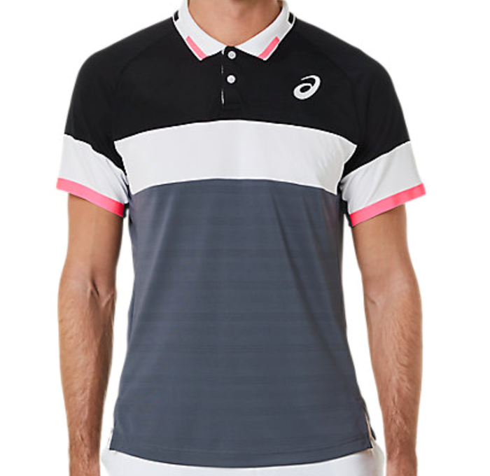 Asics Match Men Tennis Polo Shirt - Black/Carrier Grey