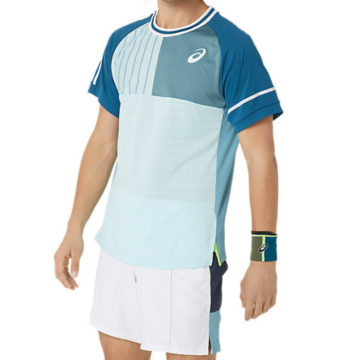 Asics Match Short Sleeve Mens Tennis Top - Aquamarine
