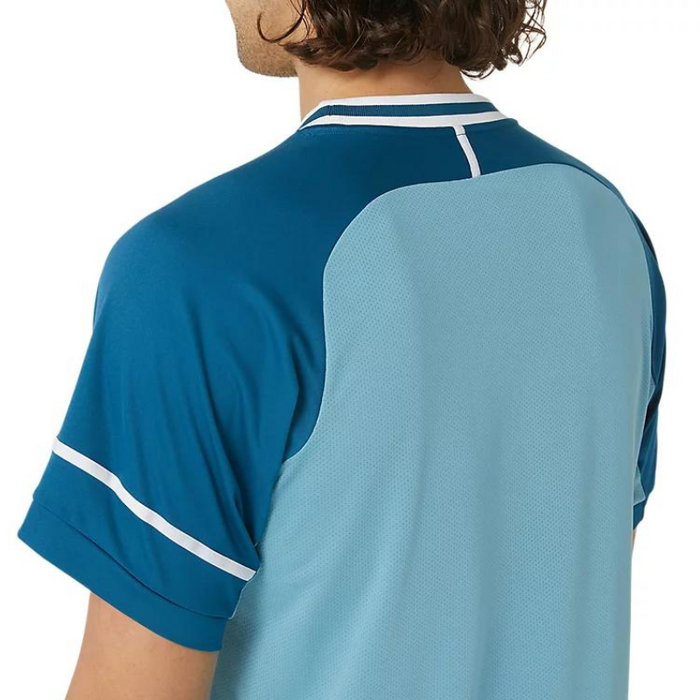 Asics Match Short Sleeve Mens Tennis Top - Aquamarine