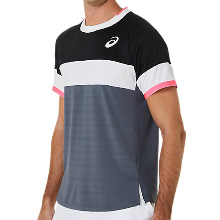 Asics Match Short Sleeved Men Tennis Top - Performance Black/Carrier Grey