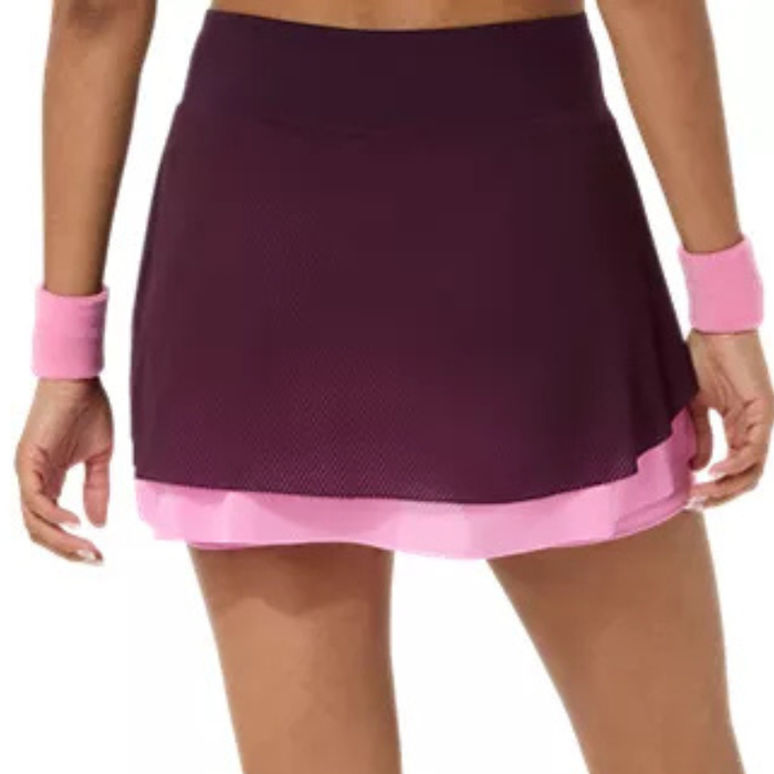 Asics MATCH Womens Tennis Mesh Skirt - Dark Aubergine/Bubblegum