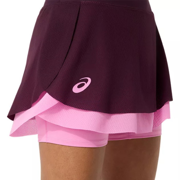 Asics MATCH Womens Tennis Mesh Skirt - Dark Aubergine/Bubblegum