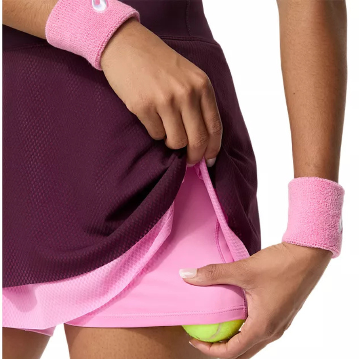 Asics MATCH Womens Tennis Mesh Skirt - Dark Aubergine/Bubblegum