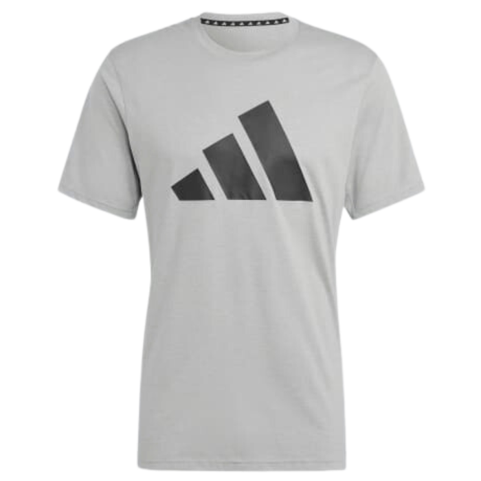Adidas Medium Train Essentials Feelready Logo Training Men Tennis Tee - Grey Heather / Black
