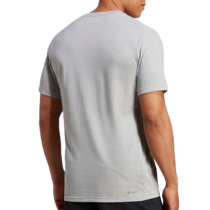 Adidas Medium Train Essentials Feelready Logo Training Men Tennis Tee - Grey Heather / Black
