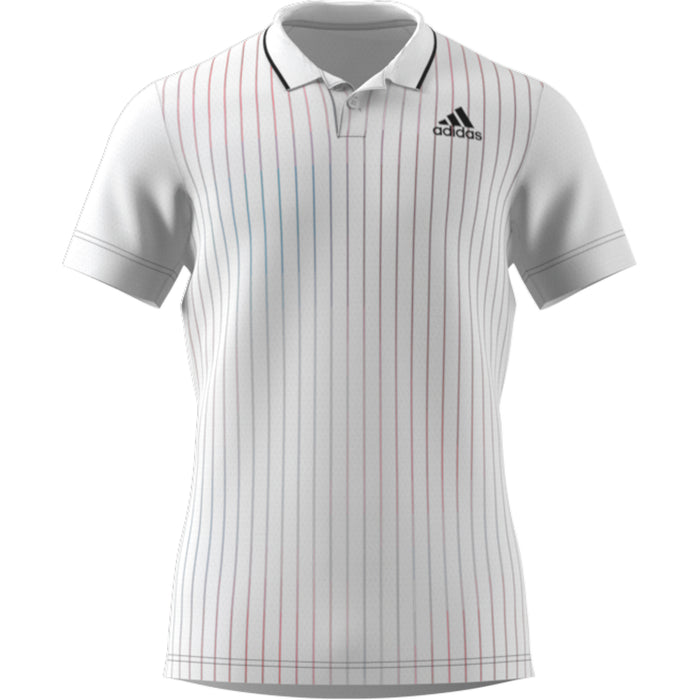 Adidas Melbourne Free lift Tennis Polo - White/Legacy Burgandy/Sky Rush