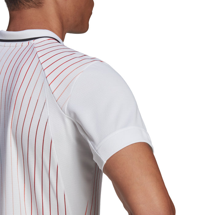 Adidas Melbourne Free lift Tennis Polo - White/Legacy Burgandy/Sky Rush