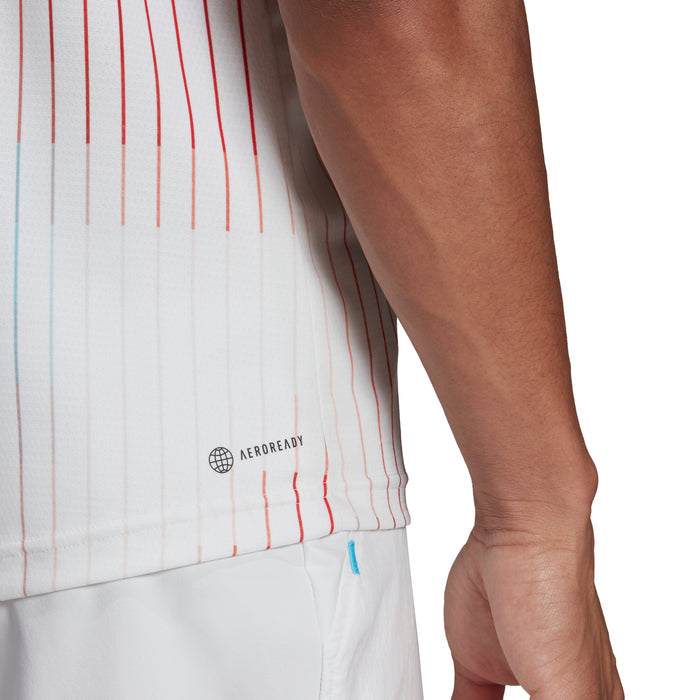 Adidas Melbourne Free lift Tennis Polo - White/Legacy Burgandy/Sky Rush