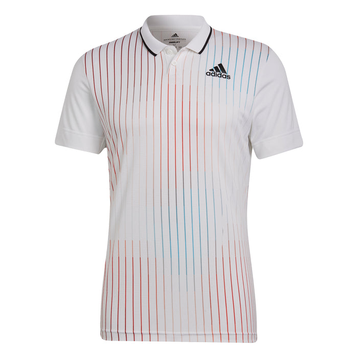 Adidas Melbourne Free lift Tennis Polo - White/Legacy Burgandy/Sky Rush