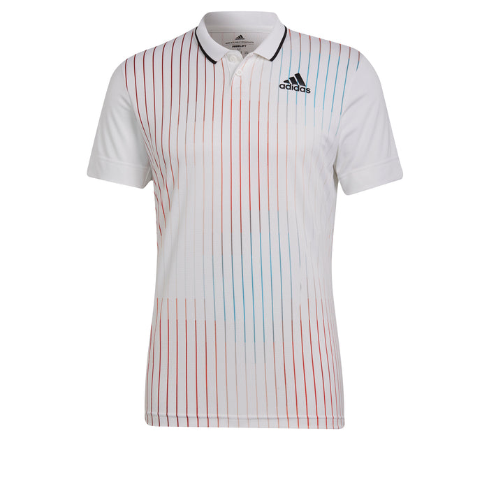 Adidas Melbourne Free lift Tennis Polo - White/Legacy Burgandy/Sky Rush