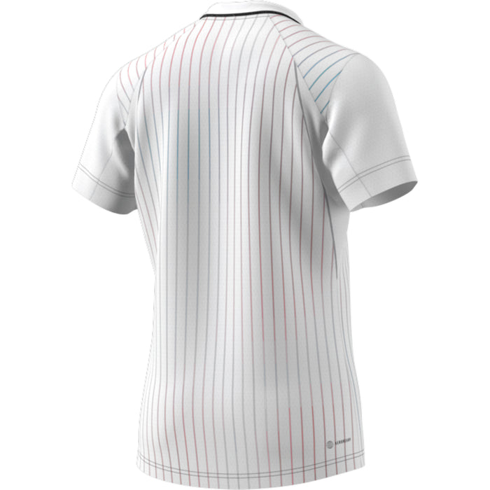 Adidas Melbourne Free lift Tennis Polo - White/Legacy Burgandy/Sky Rush