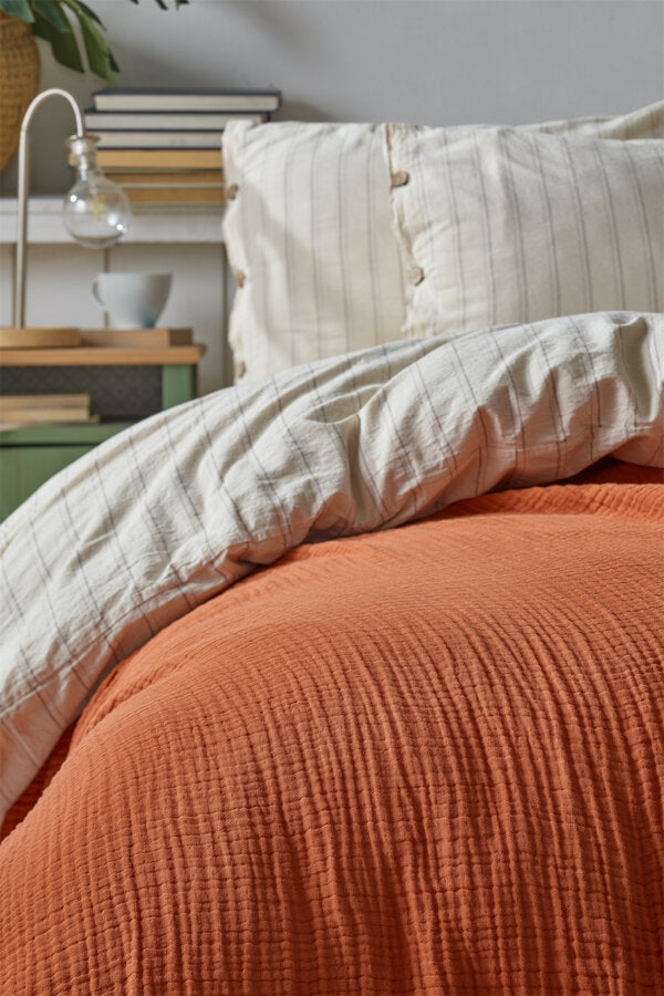Mollis Muslin Cotton Blanket - Terracotta