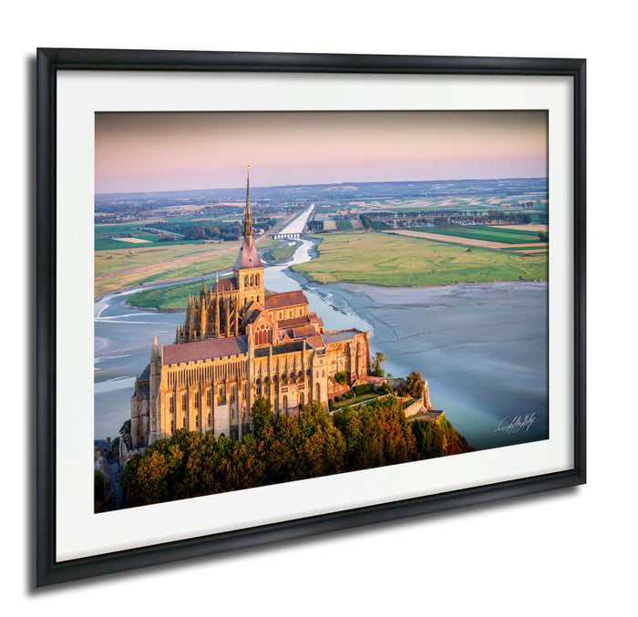 Mont Saint-Michel Poster, Normandy Sunset Wall Art, Stormy Sky