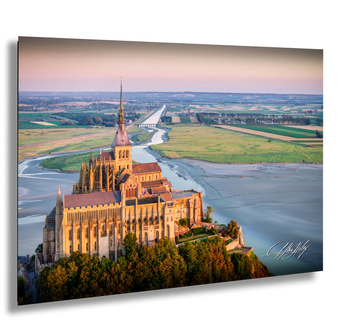Mont Saint-Michel Poster, Normandy Sunset Wall Art, Stormy Sky