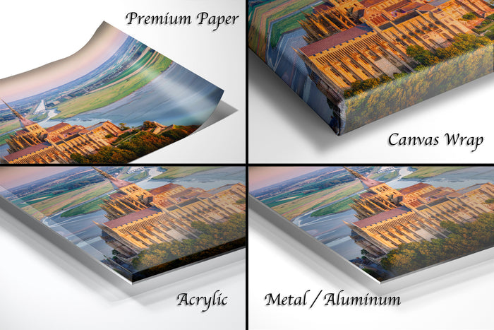 Mont Saint-Michel Poster, Normandy Sunset Wall Art, Stormy Sky