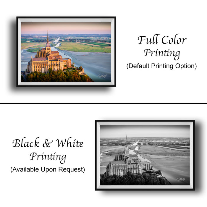 Mont Saint-Michel Poster, Normandy Sunset Wall Art, Stormy Sky