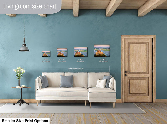 Mont Saint-Michel Poster, Normandy Sunset Wall Art, Stormy Sky