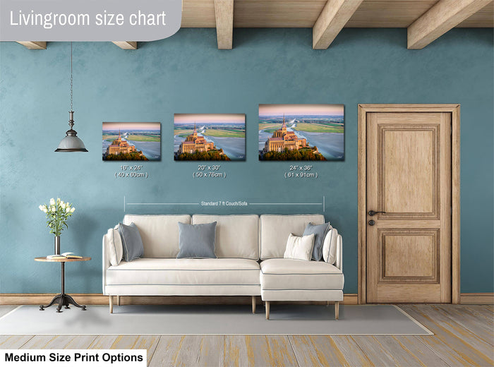 Mont Saint-Michel Poster, Normandy Sunset Wall Art, Stormy Sky
