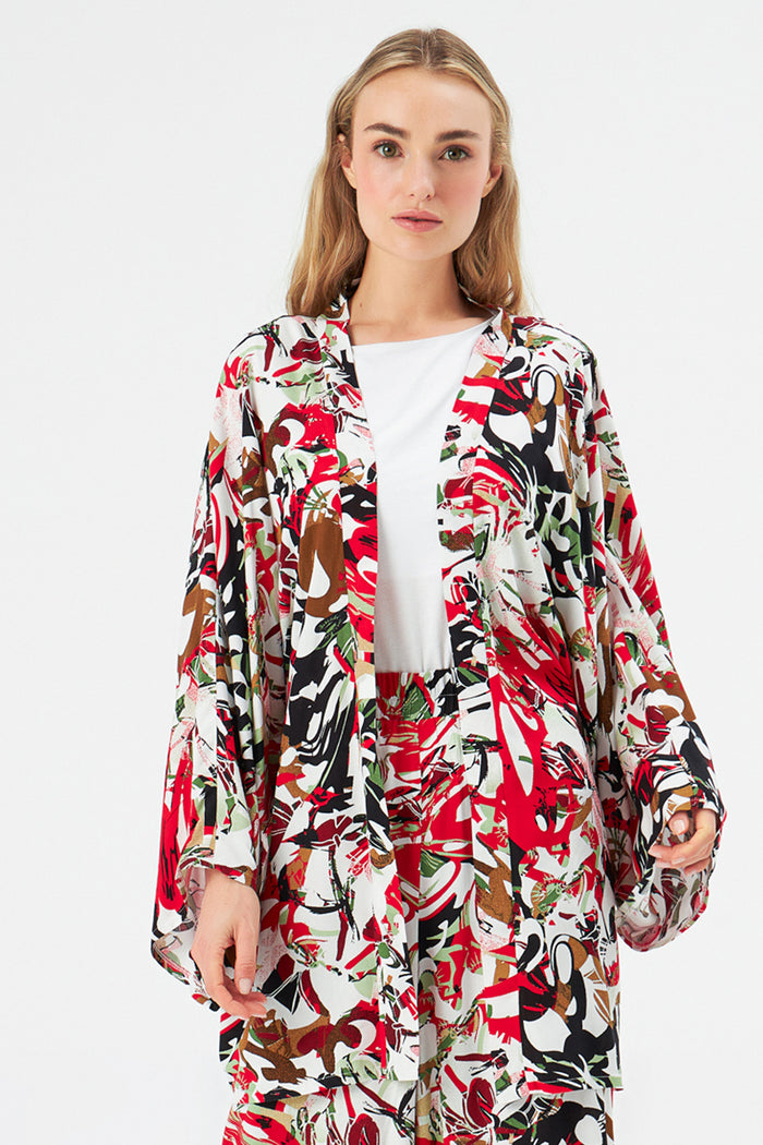 MUNI MUNI - Printed Kimono Top - red