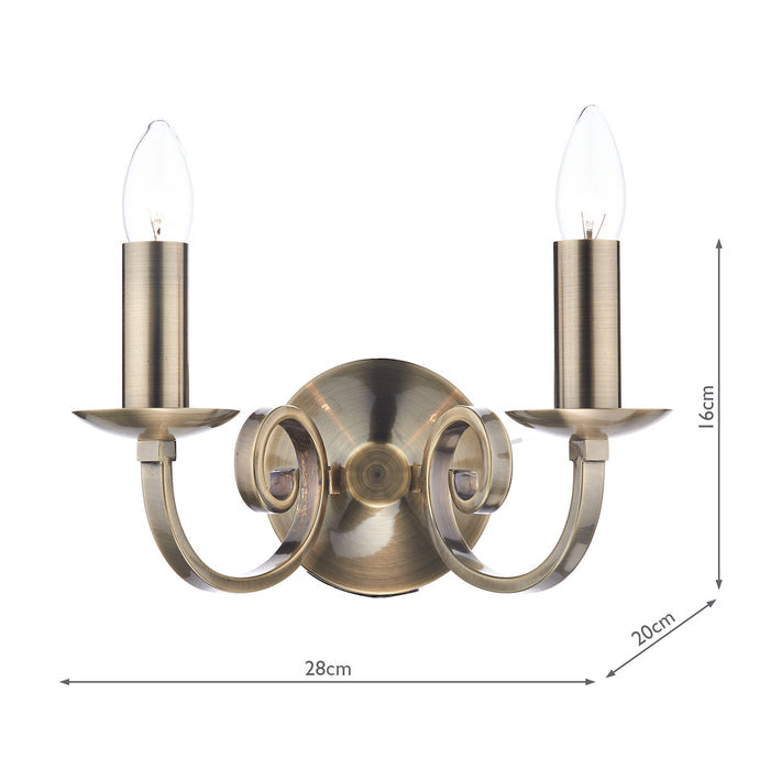 Murray Double Wall Bracket Antique Brass<br>Antique Brass