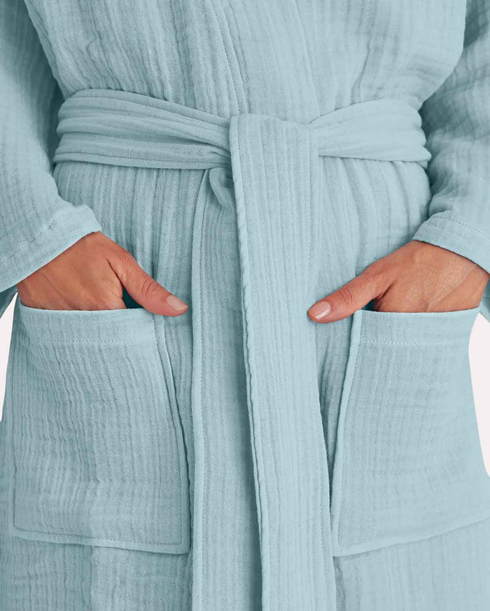 Muslin Cotton Bathrobe - Nile Green