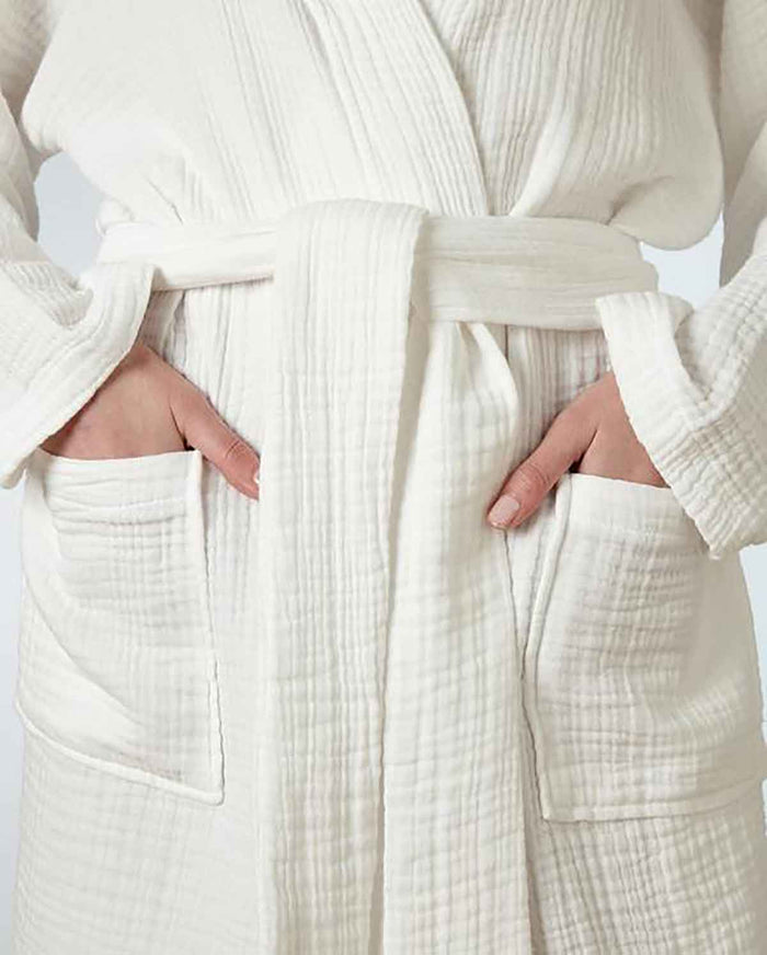 Muslin Cotton Bathrobe - White