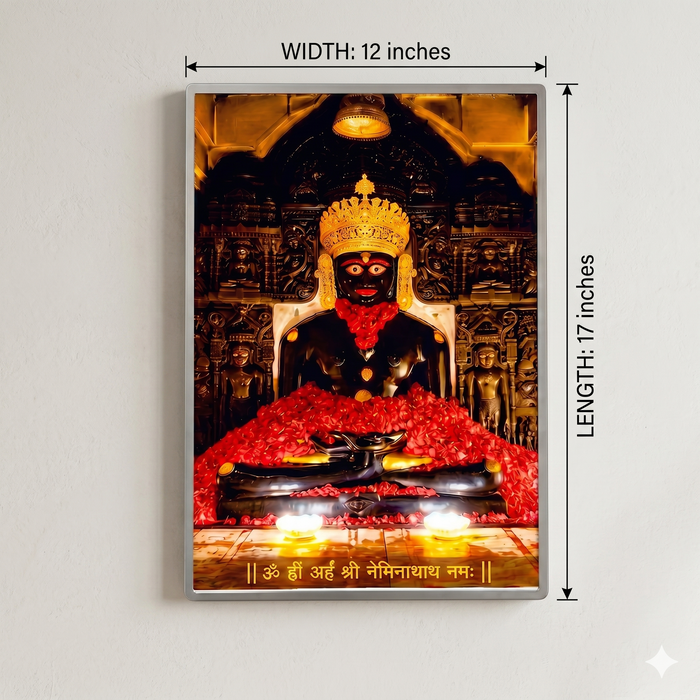 Neminath Bhagwan LED frame 12x17 silver - Girnar Darshan